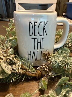Rae Dunn White Ceramic Holiday Tree Mug - Double Sided- NWT